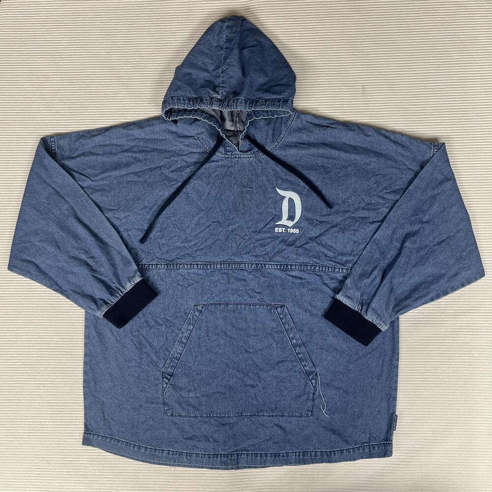 Disney Disneyland Resort Spirit Jersey Hoodie Womens XL Blue Denim Pullover